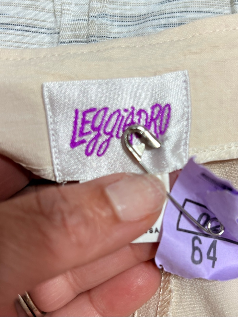 Leggiadro Classic Beige Side Zipper Cotton Silk Blend Quiet Luxury Pants Size 4 - Picture 8 of 14